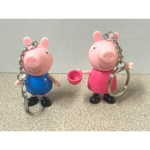 Peppa & George Pig Figurine Custom Made Key Chain Accessories Toy Nickelodeon